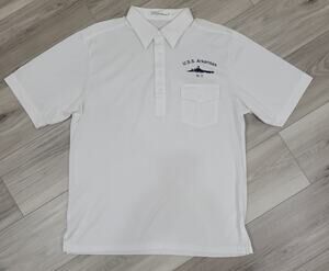 Pro Celebrity U.S.S. Arkansas Polo Shirt Men's Large White 4 Buttons